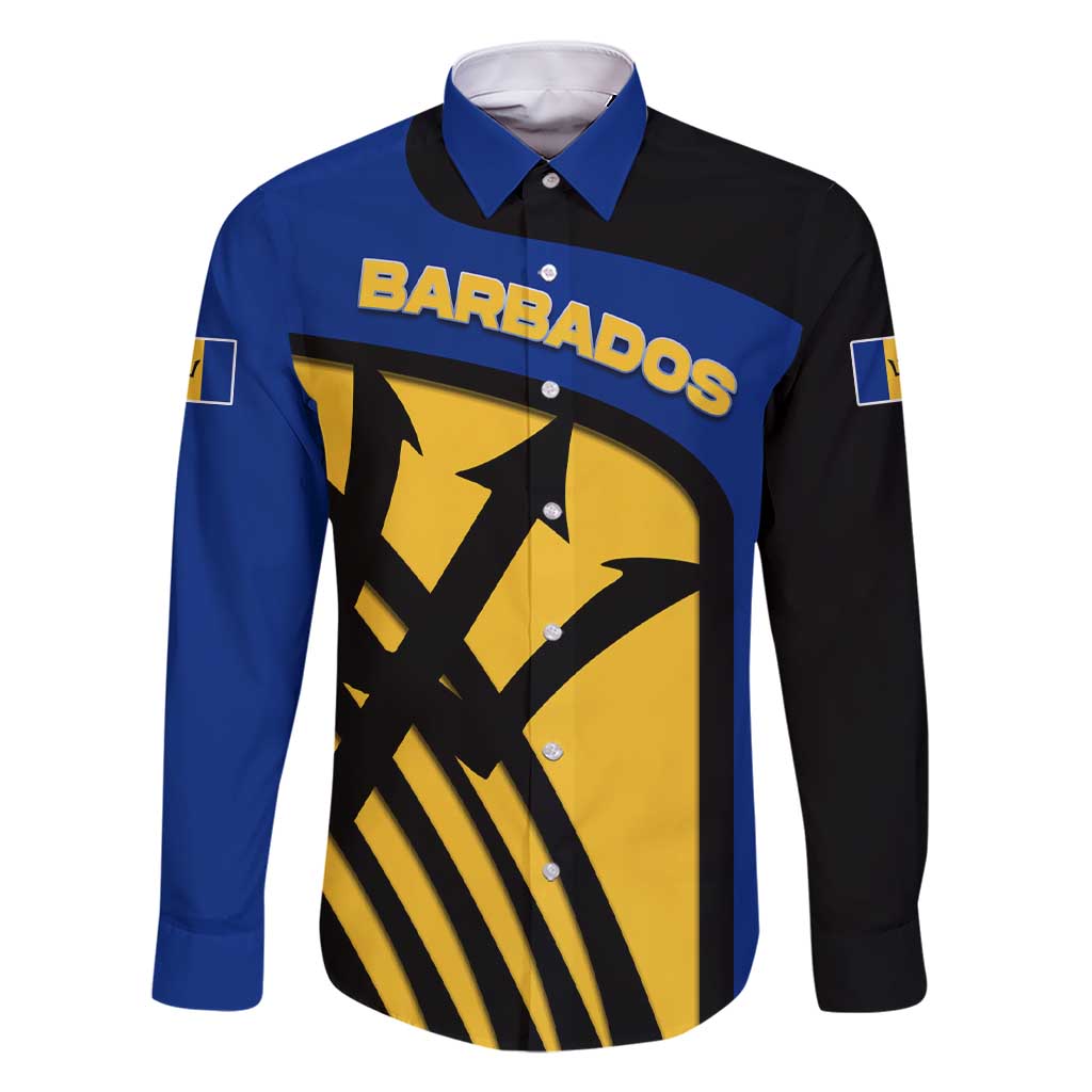 Barbados Flag and Coat of Arms Family Matching Short Sleeve Bodycon Dress and Hawaiian Shirt Blue Yellow Black Design with National Symbols - Wonder Print Shop