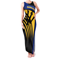 Barbados Flag and Coat of Arms Family Matching Tank Maxi Dress and Hawaiian Shirt Blue Yellow Black Design with National Symbols - Wonder Print Shop
