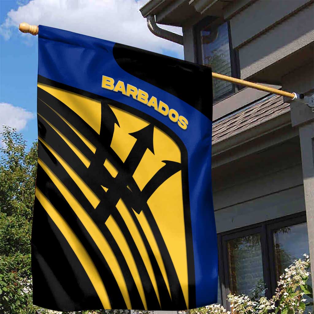 Barbados Flag and Coat of Arms Garden Flag Blue Yellow Black Design with National Symbols - Wonder Print Shop