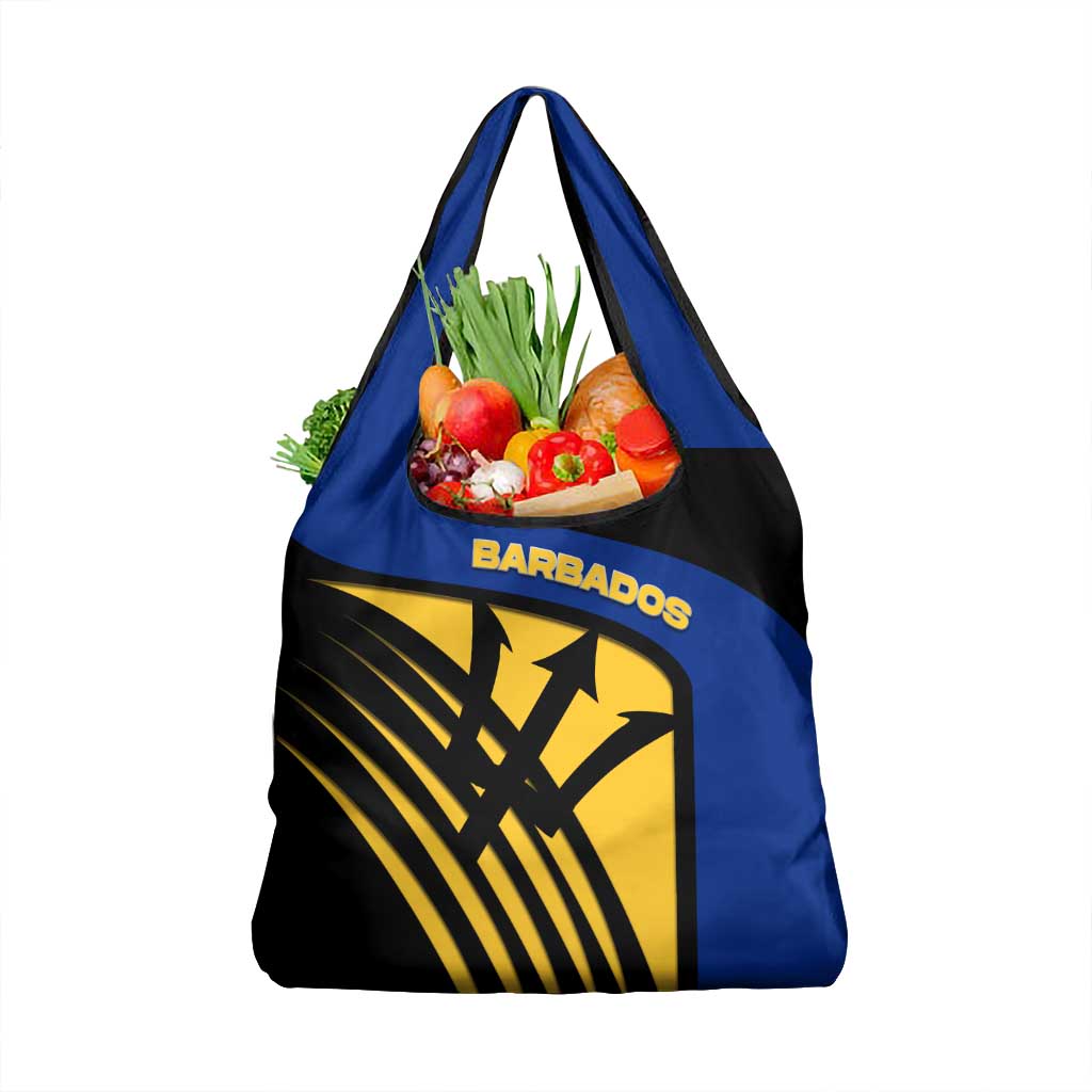 Barbados Flag and Coat of Arms Grocery Bag Blue Yellow Black Design with National Symbols - Wonder Print Shop
