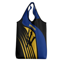 Barbados Flag and Coat of Arms Grocery Bag Blue Yellow Black Design with National Symbols - Wonder Print Shop