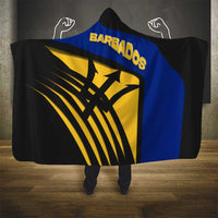 Barbados Flag and Coat of Arms Hooded Blanket Blue Yellow Black Design with National Symbols - Wonder Print Shop