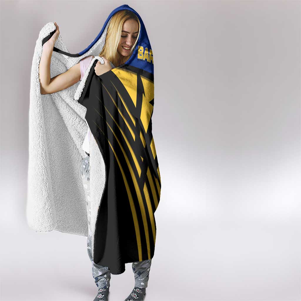 Barbados Flag and Coat of Arms Hooded Blanket Blue Yellow Black Design with National Symbols - Wonder Print Shop