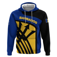 Barbados Flag and Coat of Arms Hoodie Blue Yellow Black Design with National Symbols - Wonder Print Shop