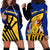 Barbados Flag and Coat of Arms Hoodie Dress Blue Yellow Black Design with National Symbols - Wonder Print Shop