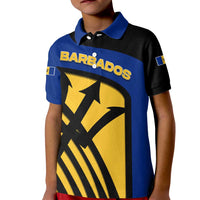 Barbados Flag and Coat of Arms Kid Polo Shirt Blue Yellow Black Design with National Symbols - Wonder Print Shop