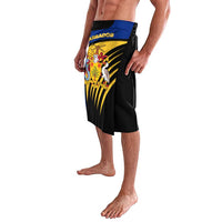 Barbados Flag and Coat of Arms Lavalava Blue Yellow Black Design with National Symbols - Wonder Print Shop