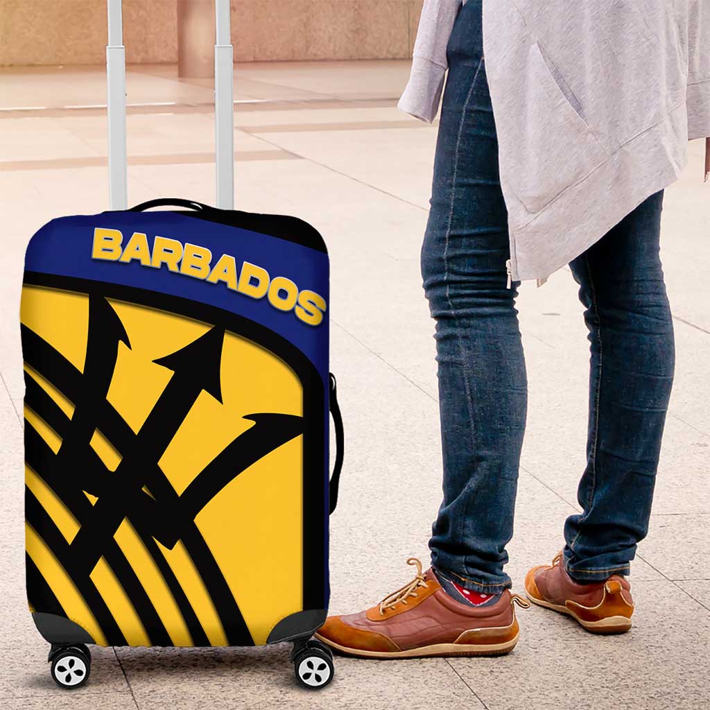 Barbados Flag and Coat of Arms Luggage Cover Blue Yellow Black Design with National Symbols - Wonder Print Shop