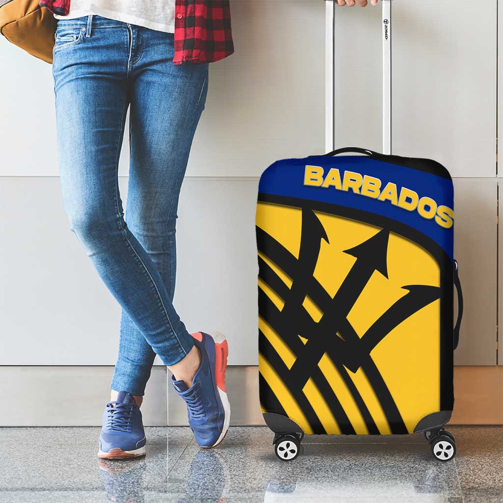 Barbados Flag and Coat of Arms Luggage Cover Blue Yellow Black Design with National Symbols - Wonder Print Shop