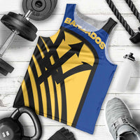 Barbados Flag and Coat of Arms Men Tank Top Blue Yellow Black Design with National Symbols - Wonder Print Shop