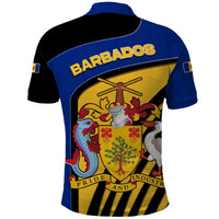 Barbados Flag and Coat of Arms Polo Shirt Blue Yellow Black Design with National Symbols - Wonder Print Shop