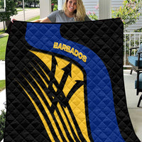 Barbados Flag and Coat of Arms Quilt Blue Yellow Black Design with National Symbols - Wonder Print Shop