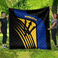 Barbados Flag and Coat of Arms Quilt Blue Yellow Black Design with National Symbols - Wonder Print Shop
