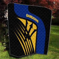 Barbados Flag and Coat of Arms Quilt Blue Yellow Black Design with National Symbols - Wonder Print Shop