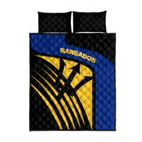 Barbados Flag and Coat of Arms Quilt Bed Set Blue Yellow Black Design with National Symbols - Wonder Print Shop