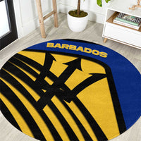 Barbados Flag and Coat of Arms Round Carpet Blue Yellow Black Design with National Symbols - Wonder Print Shop