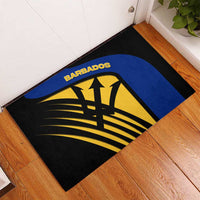 Barbados Flag and Coat of Arms Rubber Doormat Blue Yellow Black Design with National Symbols - Wonder Print Shop
