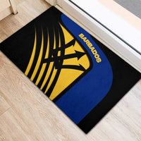 Barbados Flag and Coat of Arms Rubber Doormat Blue Yellow Black Design with National Symbols - Wonder Print Shop