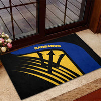 Barbados Flag and Coat of Arms Rubber Doormat Blue Yellow Black Design with National Symbols - Wonder Print Shop
