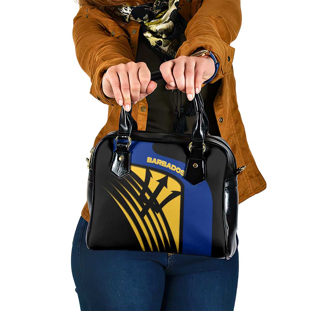 Barbados Flag and Coat of Arms Shoulder Handbag Blue Yellow Black Design with National Symbols - Wonder Print Shop