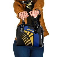 Barbados Flag and Coat of Arms Shoulder Handbag Blue Yellow Black Design with National Symbols - Wonder Print Shop