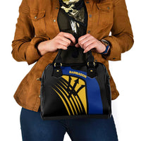 Barbados Flag and Coat of Arms Shoulder Handbag Blue Yellow Black Design with National Symbols - Wonder Print Shop