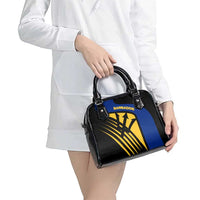 Barbados Flag and Coat of Arms Shoulder Handbag Blue Yellow Black Design with National Symbols - Wonder Print Shop