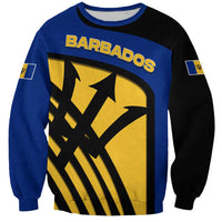 Barbados Flag and Coat of Arms Sweatshirt Blue Yellow Black Design with National Symbols - Wonder Print Shop