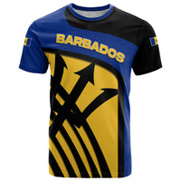 Barbados Flag and Coat of Arms T Shirt Blue Yellow Black Design with National Symbols - Wonder Print Shop