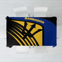 Barbados Flag and Coat of Arms Tablecloth Blue Yellow Black Design with National Symbols - Wonder Print Shop