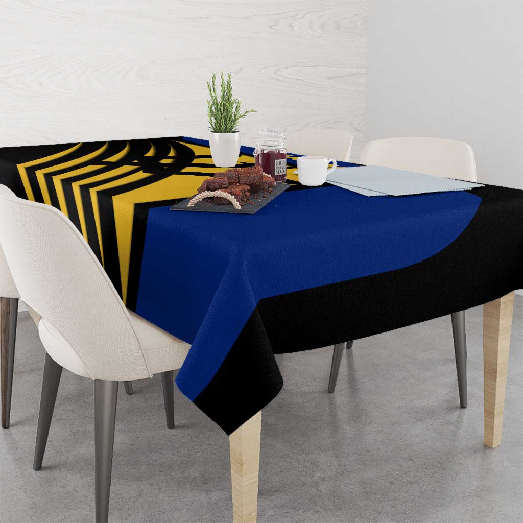 Barbados Flag and Coat of Arms Tablecloth Blue Yellow Black Design with National Symbols - Wonder Print Shop