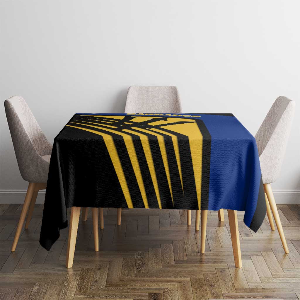 Barbados Flag and Coat of Arms Tablecloth Blue Yellow Black Design with National Symbols - Wonder Print Shop