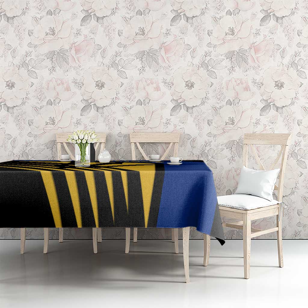 Barbados Flag and Coat of Arms Tablecloth Blue Yellow Black Design with National Symbols - Wonder Print Shop