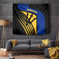 Barbados Flag and Coat of Arms Tapestry Blue Yellow Black Design with National Symbols - Wonder Print Shop