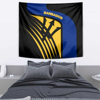Barbados Flag and Coat of Arms Tapestry Blue Yellow Black Design with National Symbols - Wonder Print Shop