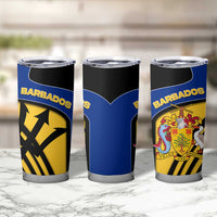 Barbados Flag and Coat of Arms Tumbler Cup Blue Yellow Black Design with National Symbols - Wonder Print Shop