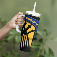 Barbados Flag and Coat of Arms Tumbler With Handle Blue Yellow Black Design with National Symbols - Wonder Print Shop