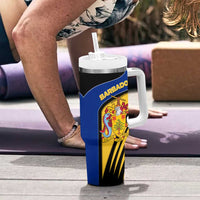 Barbados Flag and Coat of Arms Tumbler With Handle Blue Yellow Black Design with National Symbols - Wonder Print Shop