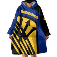 Barbados Flag and Coat of Arms Wearable Blanket Hoodie Blue Yellow Black Design with National Symbols - Wonder Print Shop