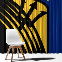 Barbados Flag and Coat of Arms Window Curtain Blue Yellow Black Design with National Symbols - Wonder Print Shop