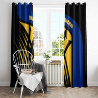 Barbados Flag and Coat of Arms Window Curtain Blue Yellow Black Design with National Symbols - Wonder Print Shop
