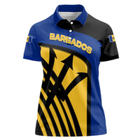 Barbados Flag and Coat of Arms Women Polo Shirt Blue Yellow Black Design with National Symbols - Wonder Print Shop