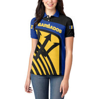 Barbados Flag and Coat of Arms Women Polo Shirt Blue Yellow Black Design with National Symbols - Wonder Print Shop