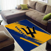 Barbados Trident and Coat of Arms Area Rug with Blue Yellow Patriotic Graphic - Wonder Print Shop
