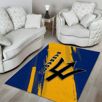 Barbados Trident and Coat of Arms Area Rug with Blue Yellow Patriotic Graphic - Wonder Print Shop