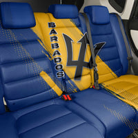 Barbados Trident and Coat of Arms Back Car Seat Cover with Blue Yellow Patriotic Graphic - Wonder Print Shop