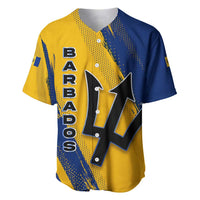 Barbados Trident and Coat of Arms Baseball Jersey with Blue Yellow Patriotic Graphic - Wonder Print Shop