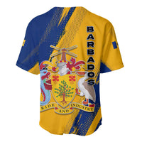 Barbados Trident and Coat of Arms Baseball Jersey with Blue Yellow Patriotic Graphic - Wonder Print Shop