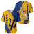 Barbados Trident and Coat of Arms Baseball Jersey with Blue Yellow Patriotic Graphic - Wonder Print Shop