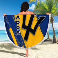 Barbados Trident and Coat of Arms Beach Blanket with Blue Yellow Patriotic Graphic - Wonder Print Shop